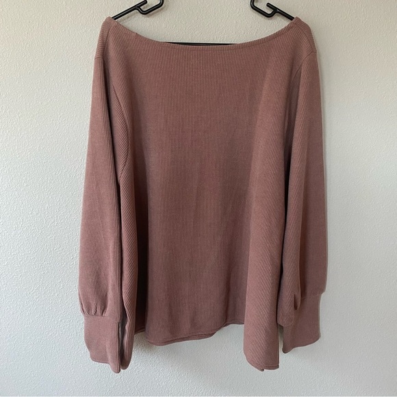 Madewell | Women's Plus Size Pink Jacquard Square-Neck Slouchy Sweater Top 3X - Picture 5 of 8